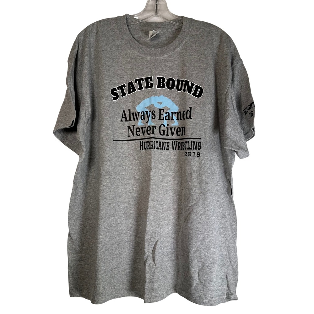 Gildan Hurricane Wrestling 2018 State Bound T-Shirt Gray Men XL J. Antonielli